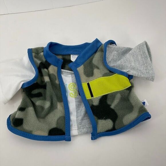 Build A Bear Vest Top Pawsome T Shirt Camoflauge Fleece Trim Purple Reflective - Picture 7 of 9